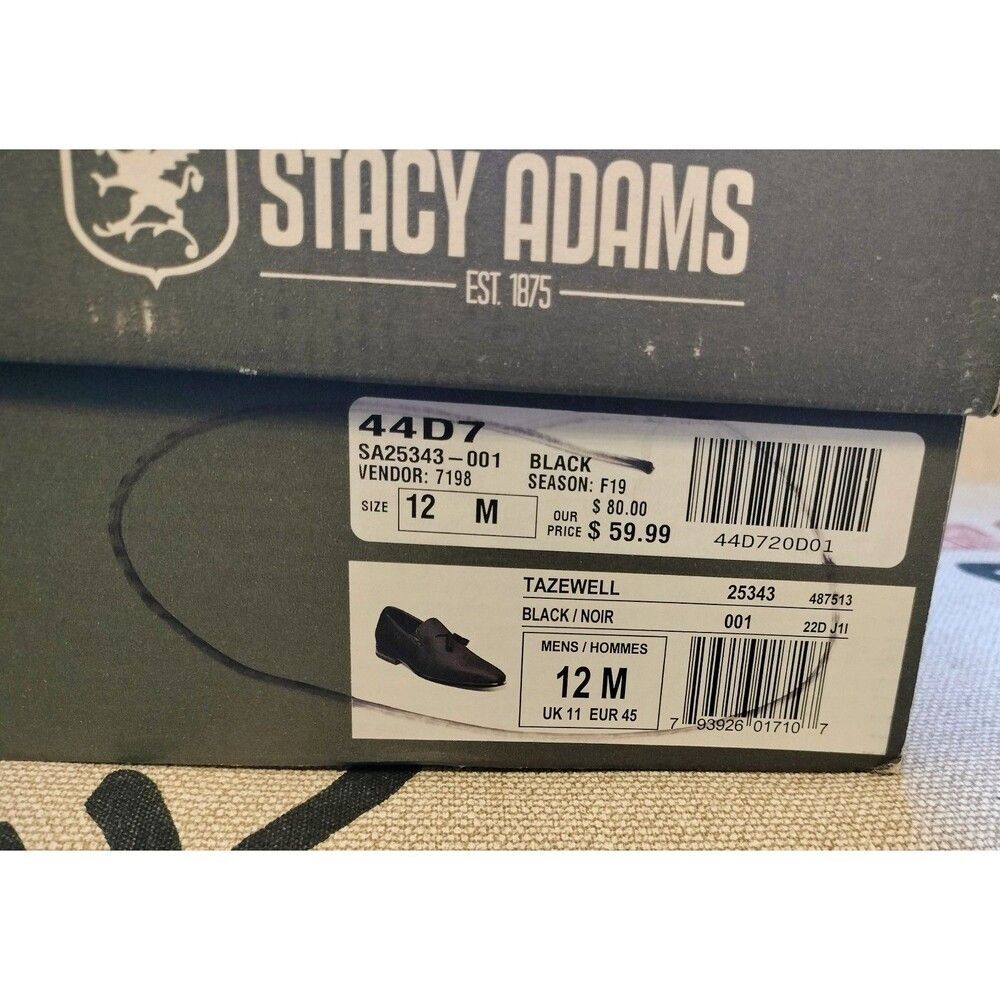 EUC! Stacy Adams 'Tazewell' Black Slip-On Textile Patterned Upper w/Tassle. 12M - Picture 8 of 8